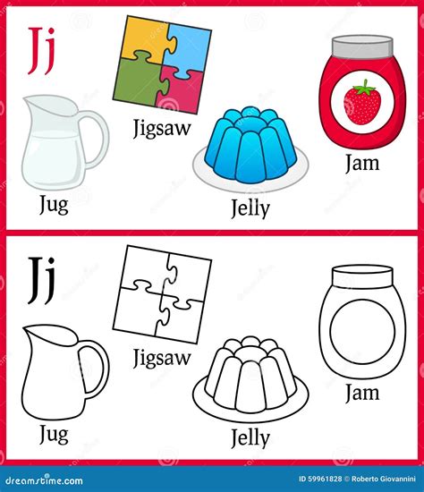 Coloring Book for Children - Alphabet J Stock Vector - Illustration of ...