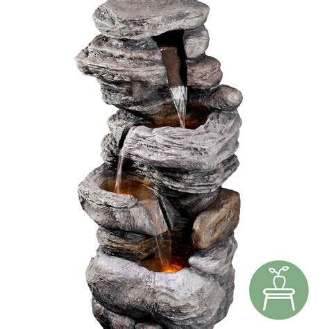 40 in. Schist Rock 3-Tier Rock Water Fountain with India | Ubuy