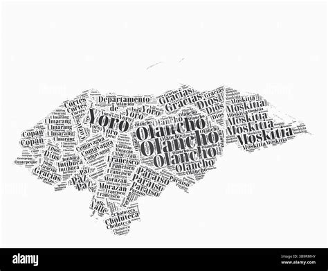 Honduras Text Style Regions. Country region names word clouds in ...