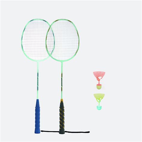 Glow in dark Adult Badminton Racket Set Flex Set BR190 Nite Blue Yellow