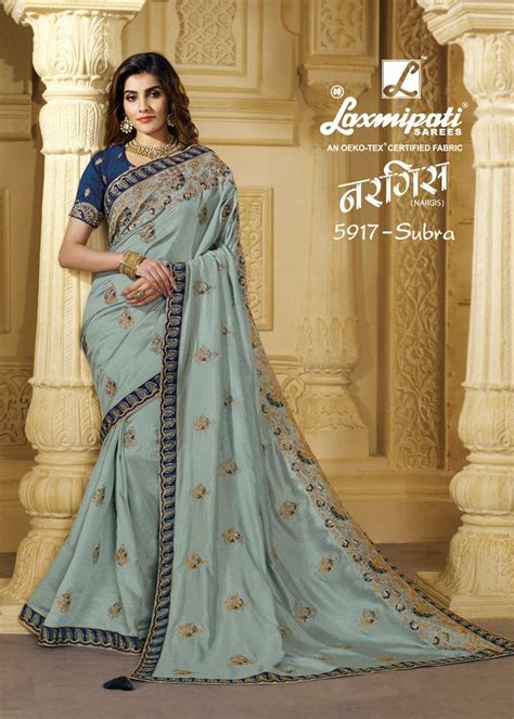 Laxmipati Nargis 5917 Grey Georgette &Amp Silk Saree – SANSKAR