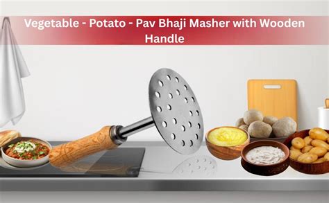 Buy MIVOMOJ Vegetable - Potato - Pav Bhaji Masher with Wooden Handle ...