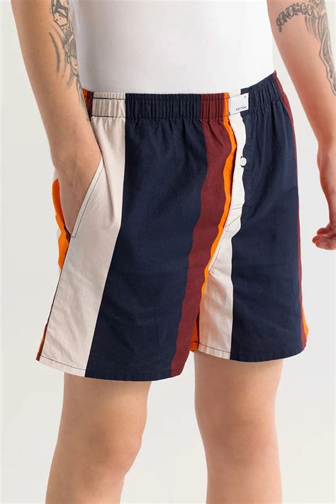 Buy Men's Eivind Striped Navy Boxer Online | Snitch – SNITCH