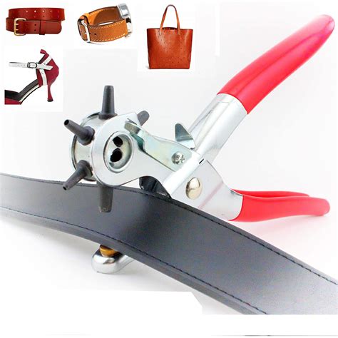 Leather Hole Punch,9" Belt Hole Puncher for Leather Heavy Duty, 6 Size ...