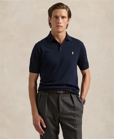 Polo Ralph Lauren Men's Cotton Polo-collar Sweater In Blue | ModeSens