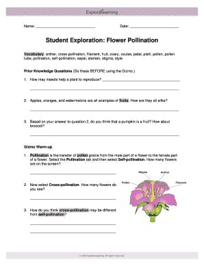 Student Exploration Flower Pollination - Fill Online, Printable ...