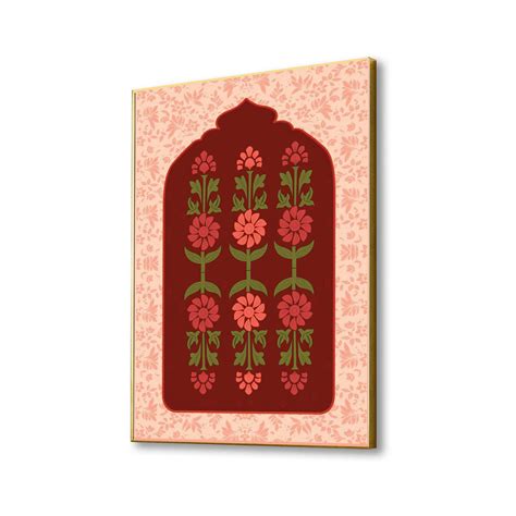 Red and Gold Floral Elegance Print Canvas Art Wall Painting – Nestroots