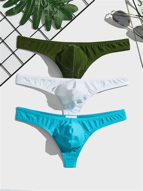 Shein Underwear&Sleepwear Basics Men 3pcs Solid Thong Sexy Underwear ...