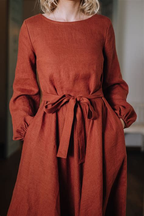 Maui Dress Long Linen Dress Redwood Women Linen Dress Long - Etsy