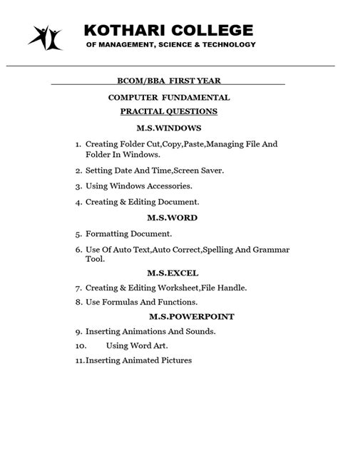 Image result for Question with Answers Computer Practical