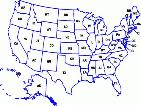 USA Map Abbreviation 的图像结果