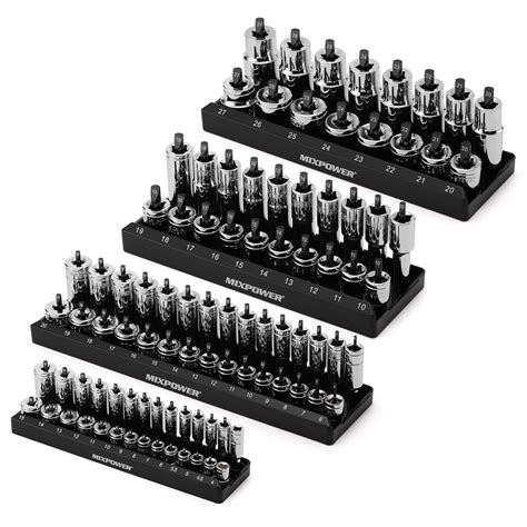 MIXPOWER 4PCS 1/4", 3/8", 1/2"Drive Metric Plastic ABS Socket ...