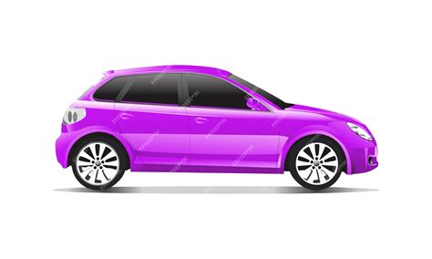 Three dimensional image of purple car isolated on white background ...
