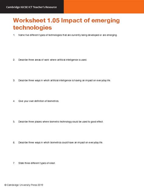 Image result for Emerging Technology Worksheet Question & Answer