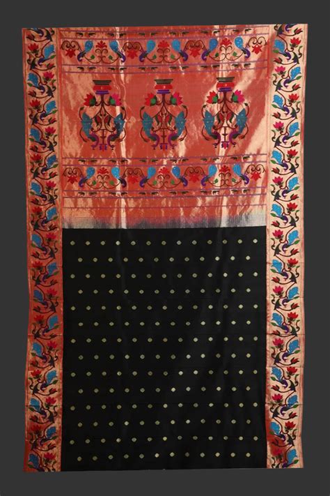 Black Paithani Silk Saree – Roop Sangam