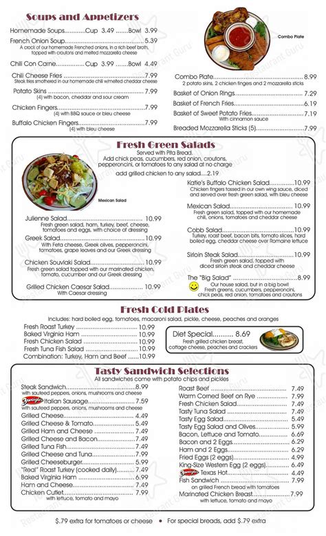 Menu at Parkside Diner restaurant, Rochester