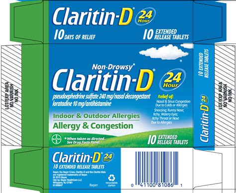 CLARITIN-D 24 HOUR- loratadine and pseudoephedrine sulfate tablet ...