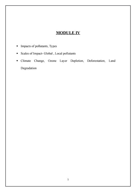 EIA Module 4 - Lecture notes - MODULE IV Impacts of pollutants, Types ...