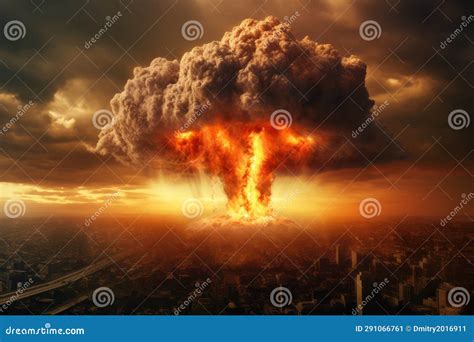 Atomic bomb in city. stock image. Image of bomb, destruction - 291066761
