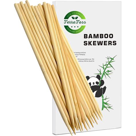 TerraToss Bamboo Skewers Sticks [12 inches, 5mm] [50 Sticks] | Barbeque ...