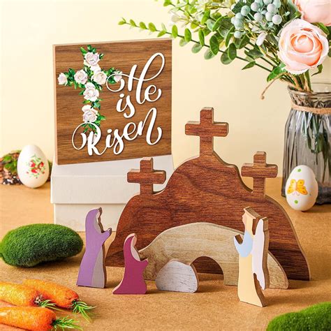 Buy 7 Pcs Easter Decorations Easter Decor Easter Resurrection Scene Set ...