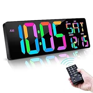 Buy TIMESS Remote Control 17" Large Digital Wall Clock, 4.84" Jumbo ...