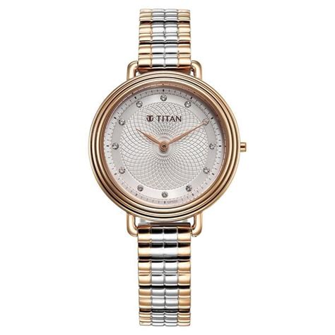 Titan Aura Quartz Analog Silver Dial Two Toned Stainless Steel Strap W