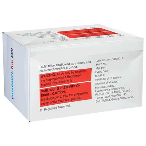 Dapavel Trio 500mg Strip Of 10 Tablets: Uses, Side Effects, Price ...