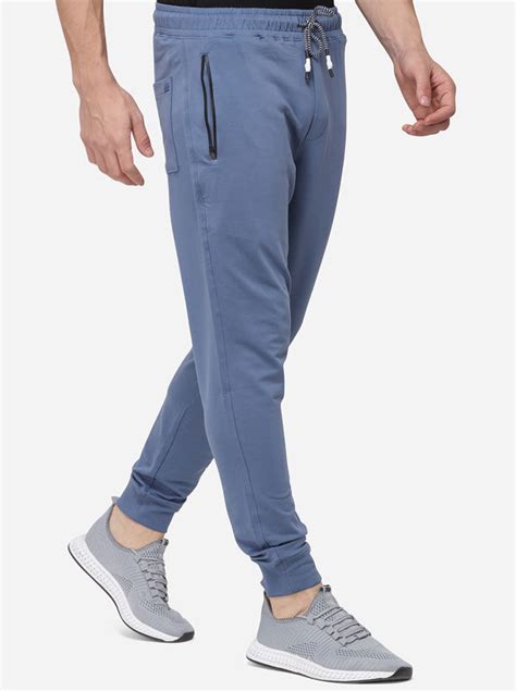 Stone Grey Track Pant for Men - Solid & Cotton Blend Regular Fit | JadeBlue