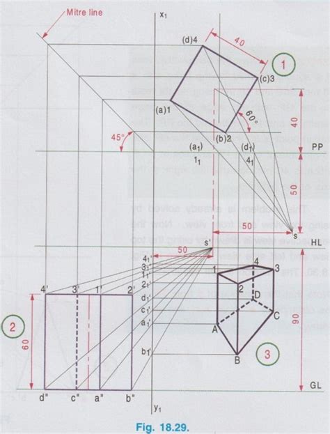 Visual Ray Method (Perspective Projection) - Engineering Graphics (EG)