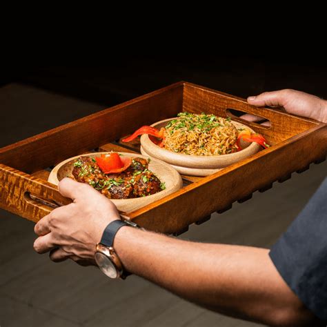 Maajeesa Strip Large Wooden Serving Tray Set of 2 – RadiantFurn