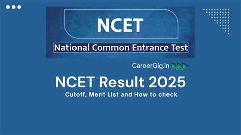 NCET Result 2025 - Check Cutoff & Merit list @exams.nta.ac.in/ncet