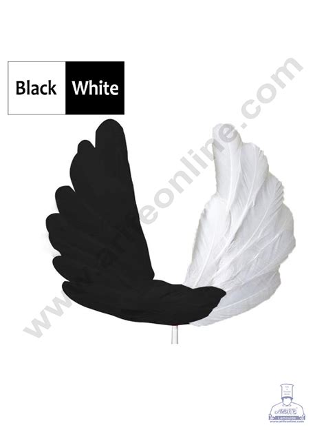 Cake Decor Wing Feather Topper For Cake Decorations - Black and White ...