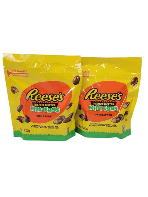 Reese's Peanut Butter Mini Eggs Unwrapped Resealable Standup Bag 8 oz ...