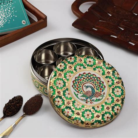 Buy NAVRANG Stainless Steel Spice Box Masala Box Dabba Decorative ...
