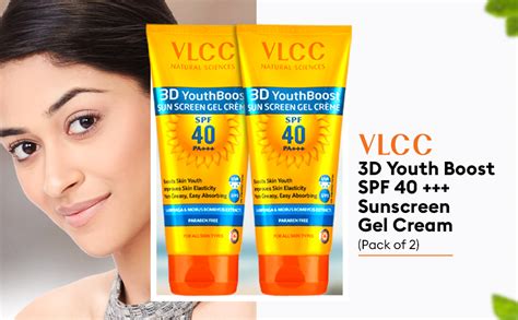 VLCC 3D Youth Boost SPF 40 +++ Sun Screen Gel Cream - 50g X 2 (Pack of ...