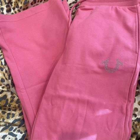 Small hot pink True Religion wide legged flared... - Depop