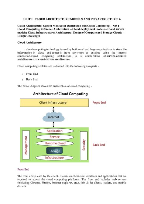 CCS335 Cloud Computing-Notes - UNIT I CLOUD ARCHITECTURE MODELS AND ...