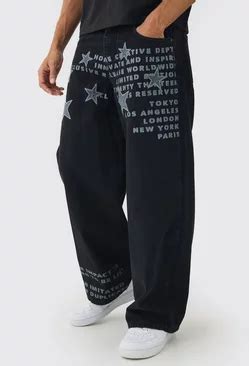 Men's Black Baggy Jeans | boohooMAN UK