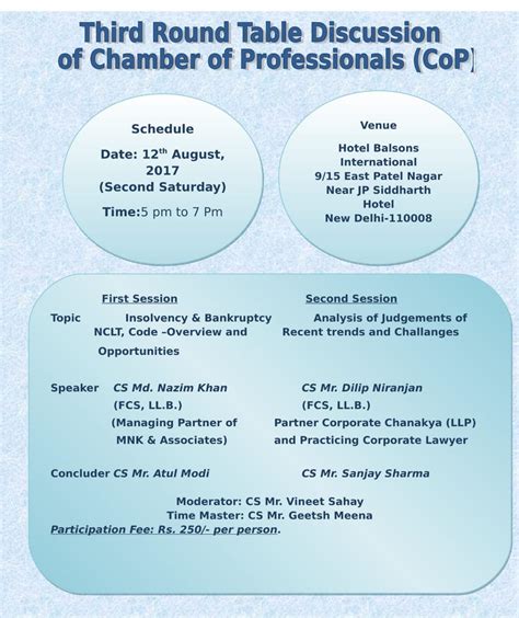 Third Round Table Discussion of Chamber of Professionals (CoP) on 12th ...