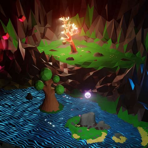 Download wallpaper 1280x1280 low poly, landscape, polygon, trees, 3d ...