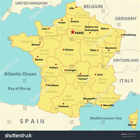 France Administrative Map Main City Name Stock Vector 293106599 ...