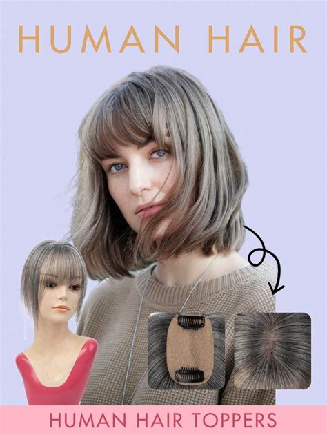Hair Toppers For Women Real Human Hair Toppers With Bangs Covers Gray ...