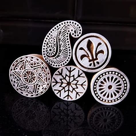 ecofynd Round Wood Block Stamps (Pack of 10), Wooden Blocks for Block ...
