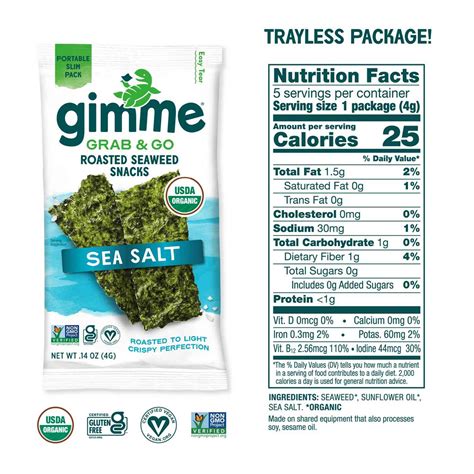 Gimme Grab & Go Roasted Seaweed Snacks Sea Salt - Shop Chips at H-E-B