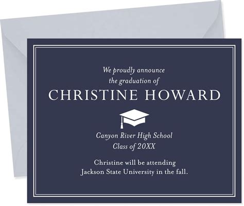 High School Graduation Announcements with Envelopes, Classic Grad ...