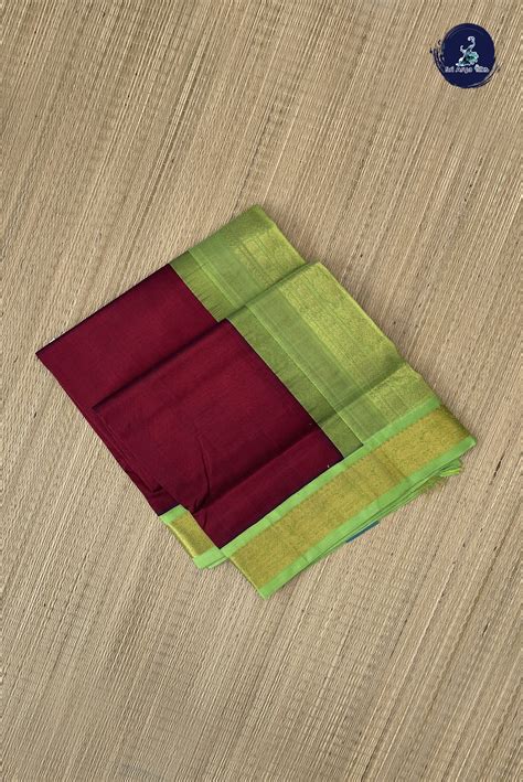 Dual Tone Maroon Korvai Silk Cotton Saree With Plain Pattern - Sri Arya ...