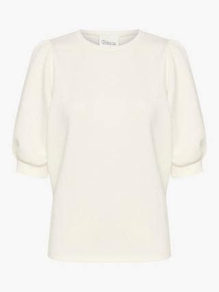 MY ESSENTIAL WARDROBE El Puff Sleeve Round Neck Blouse, Snow White