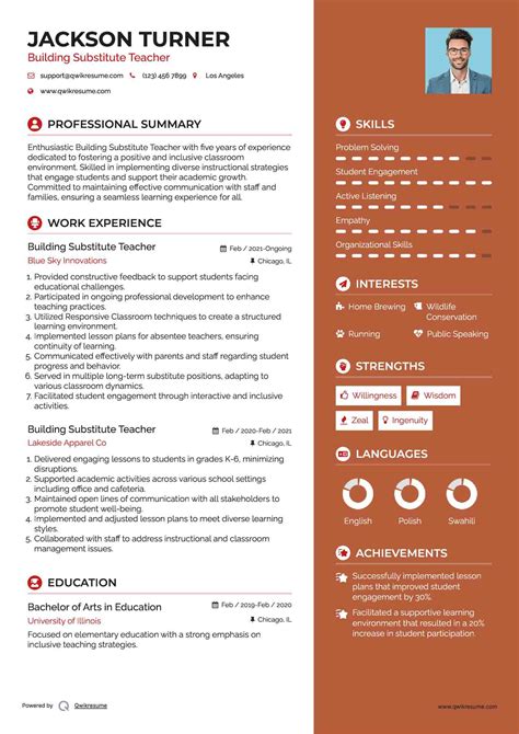 10+ Building Substitute Teacher Resume Samples & Templates for 2025