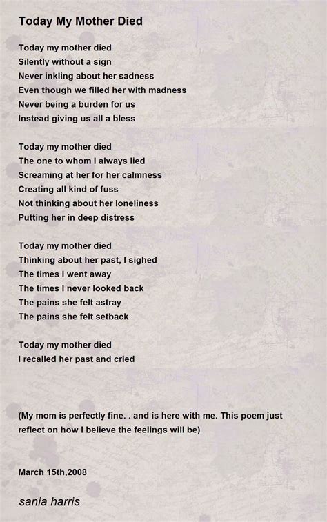 For My Deceased Mother Poem